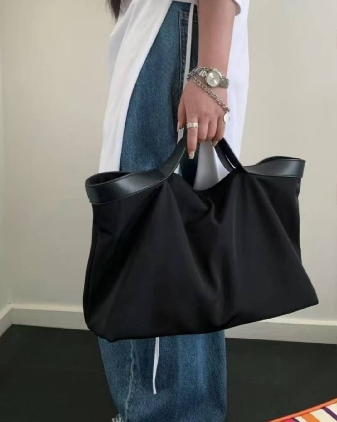 ソフトレザーキャンバストートバッグ