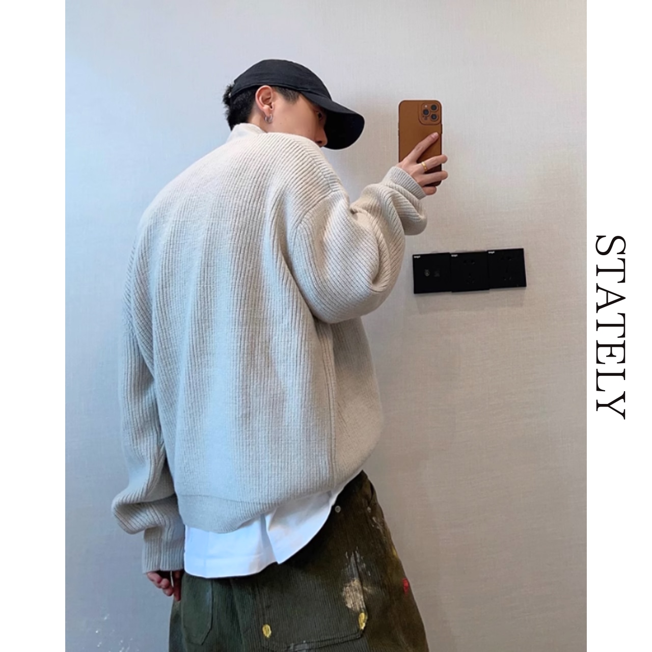 ボリュームリブニット シンプルカーディガン_T130・画像3