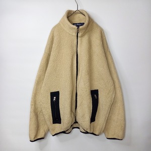 90s　ノーティカ　フルジップ　フリース　ボア　ジャケット　ブルゾン　無地　M