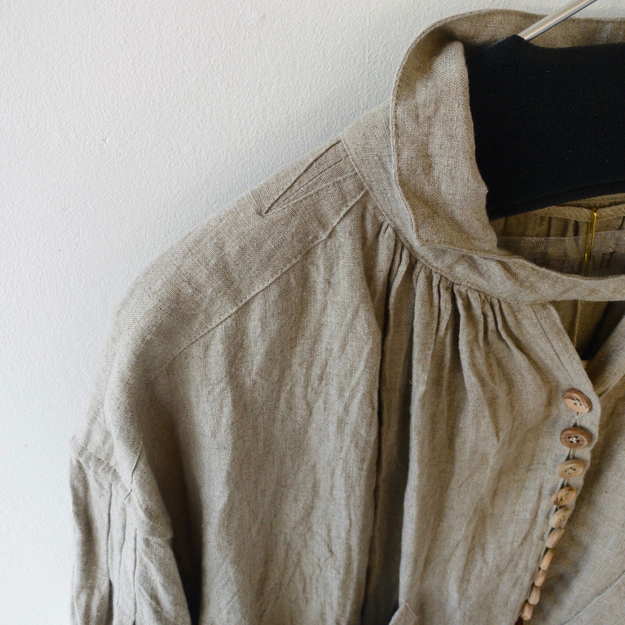 フランスアンティーク ワークシャツ シャツワンピ リネン 羊飼い