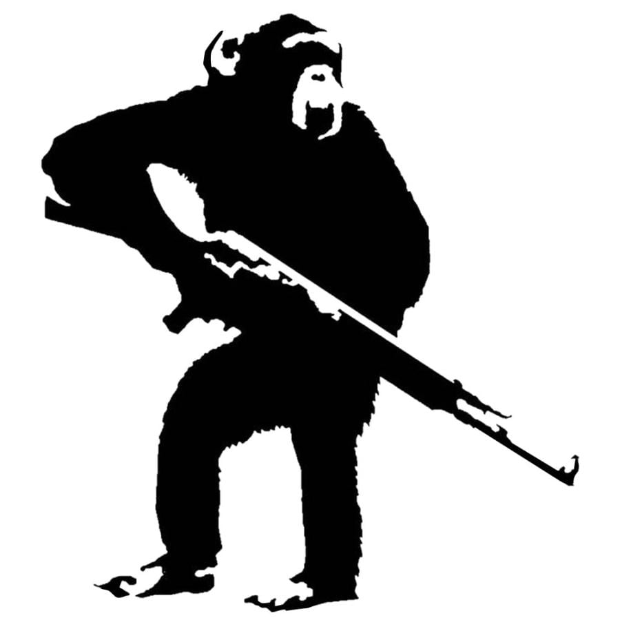 車 ステッカー 猿 モンキー 銃 バンクシー 給油口 おもしろ バイク