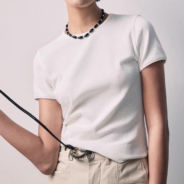 slim rib knit T-shirt  00313