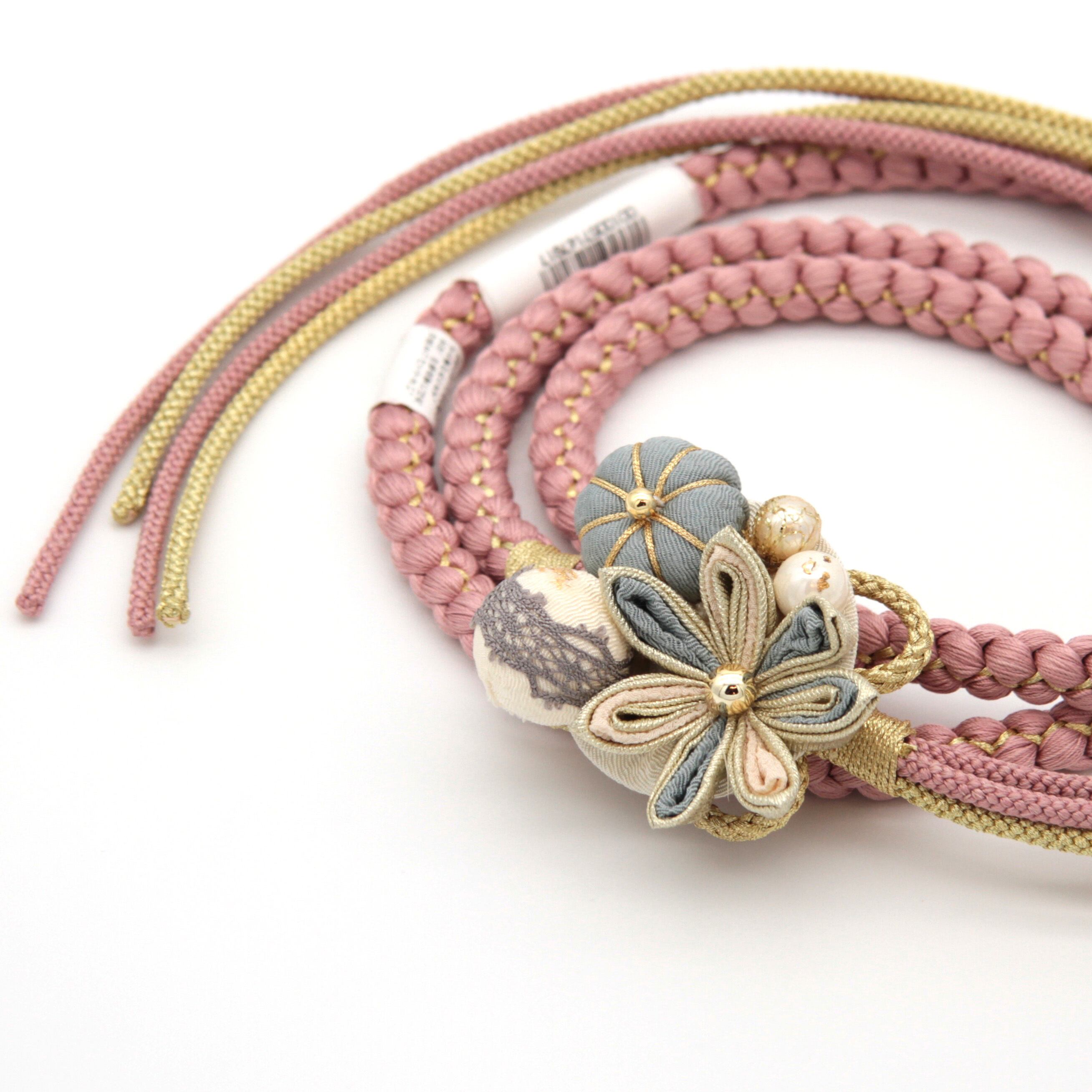 新品・未使用 帯締め【くすみブルー×花】帯飾り アクセサリー 成人式 振袖 帯〆 和装小物 着物 きもの 和装 W-92 新品・未使用 帯締め【くすみブルー×花】帯飾り アクセサリー 成人式