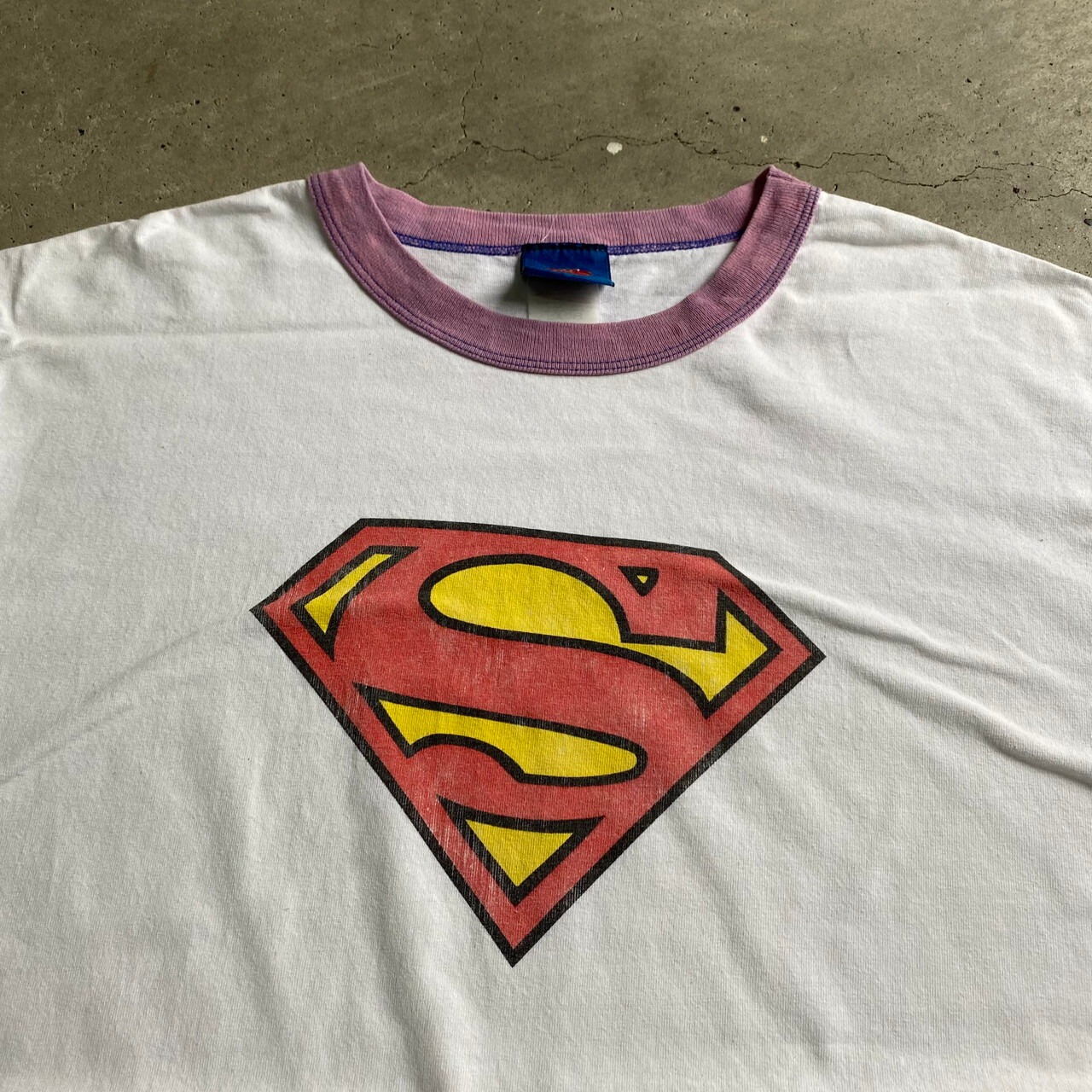 Superman スーパーマン ロゴプリント リンガーTシャツ メンズL相当 
