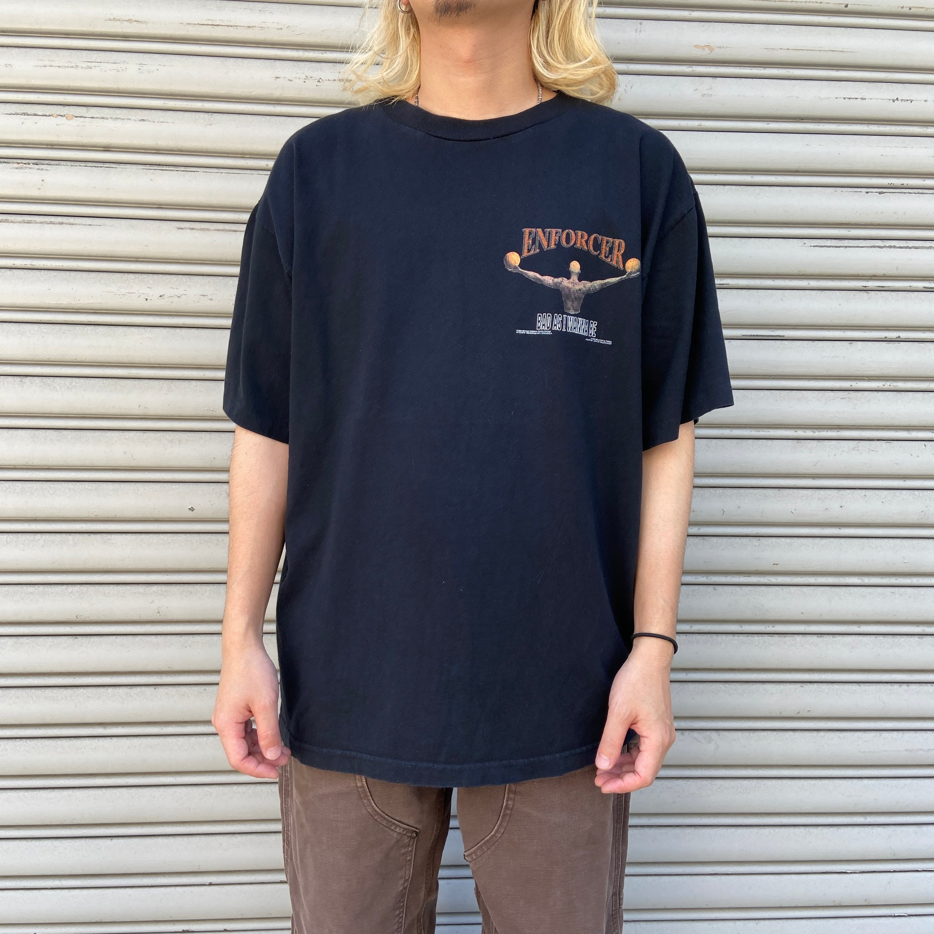 90s USA デニスロッドマン NBA ブルズ 両面プリントTシャツ 黒 XL