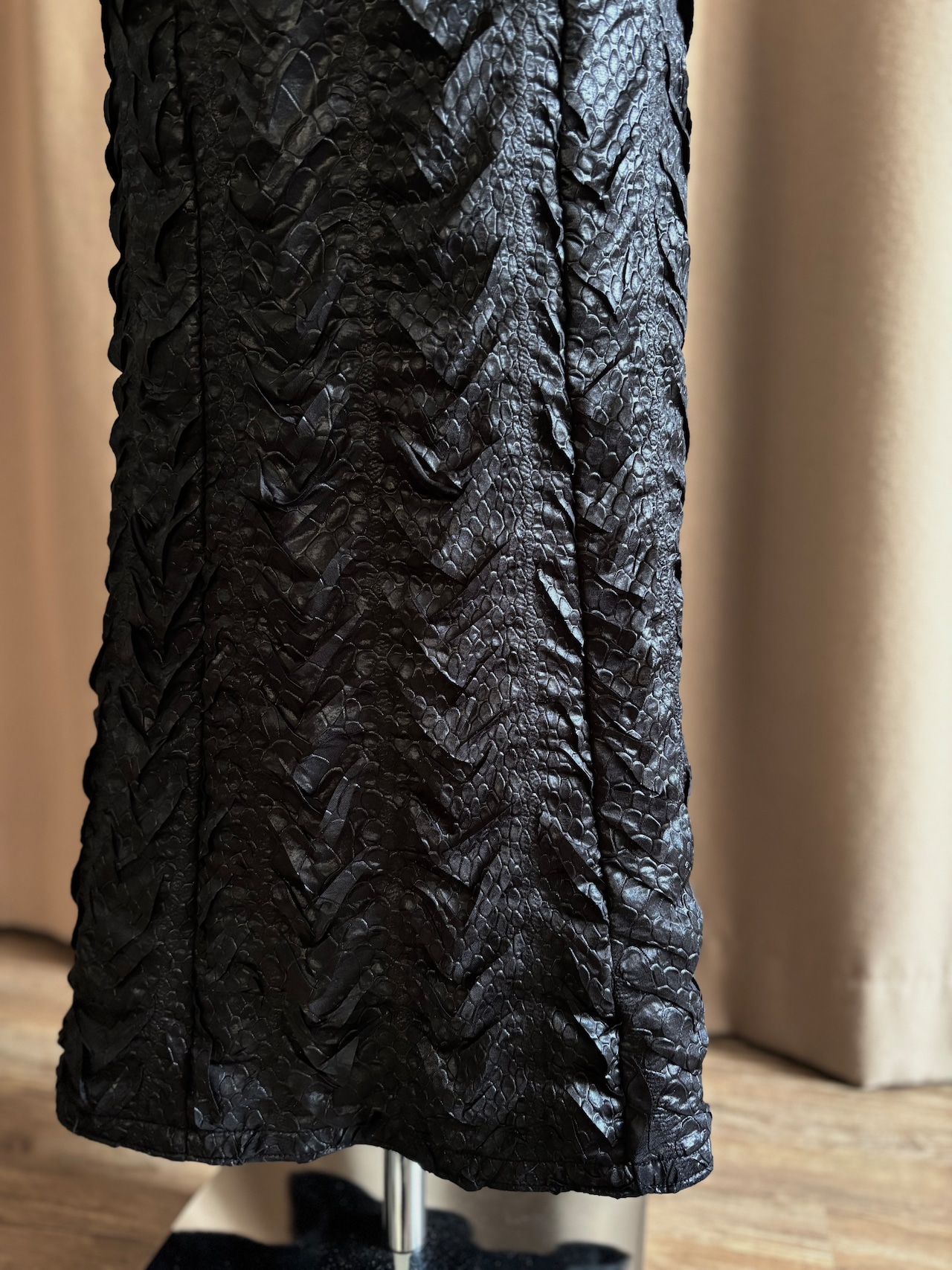 black mode design stretch long skirt-5093-12