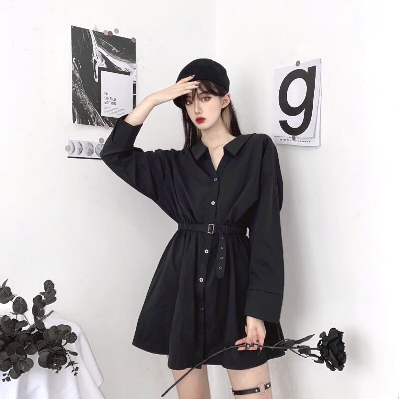 美品 LGマーケット チュニック ブラウス カットソー ミニワンピ ウエストマーク シャツワンピース レディース チュニックワンピ 白