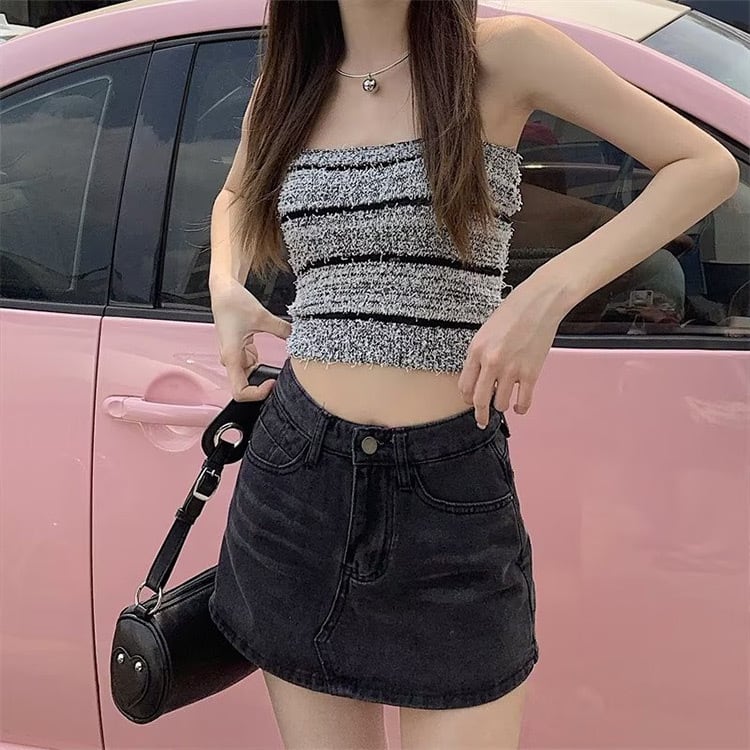 メール便】デニム ミニ スカパン スカート ショートパンツ 一体型