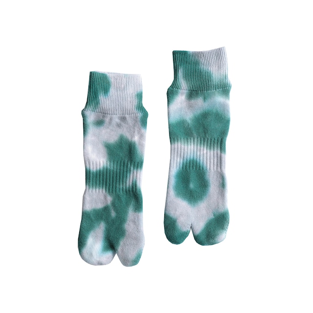 Tie Dye Ankle Socks(Light Gray × Green)