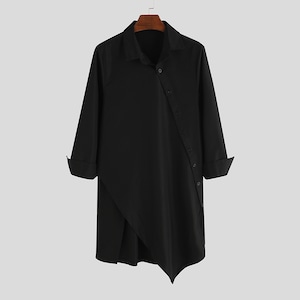 【Men's／M】変形アシンメトリー バギーシャツ（BLK）