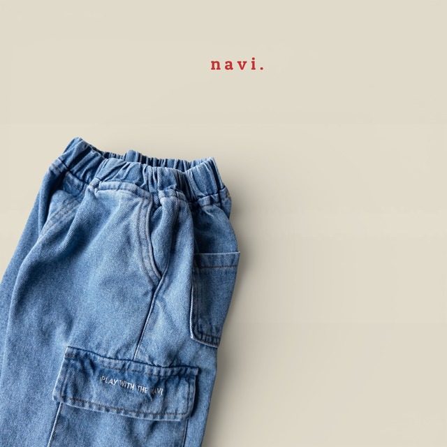 《送料無料》予約:ポケットワイドデニムパンツ【navi】※ジュニアサイズ
