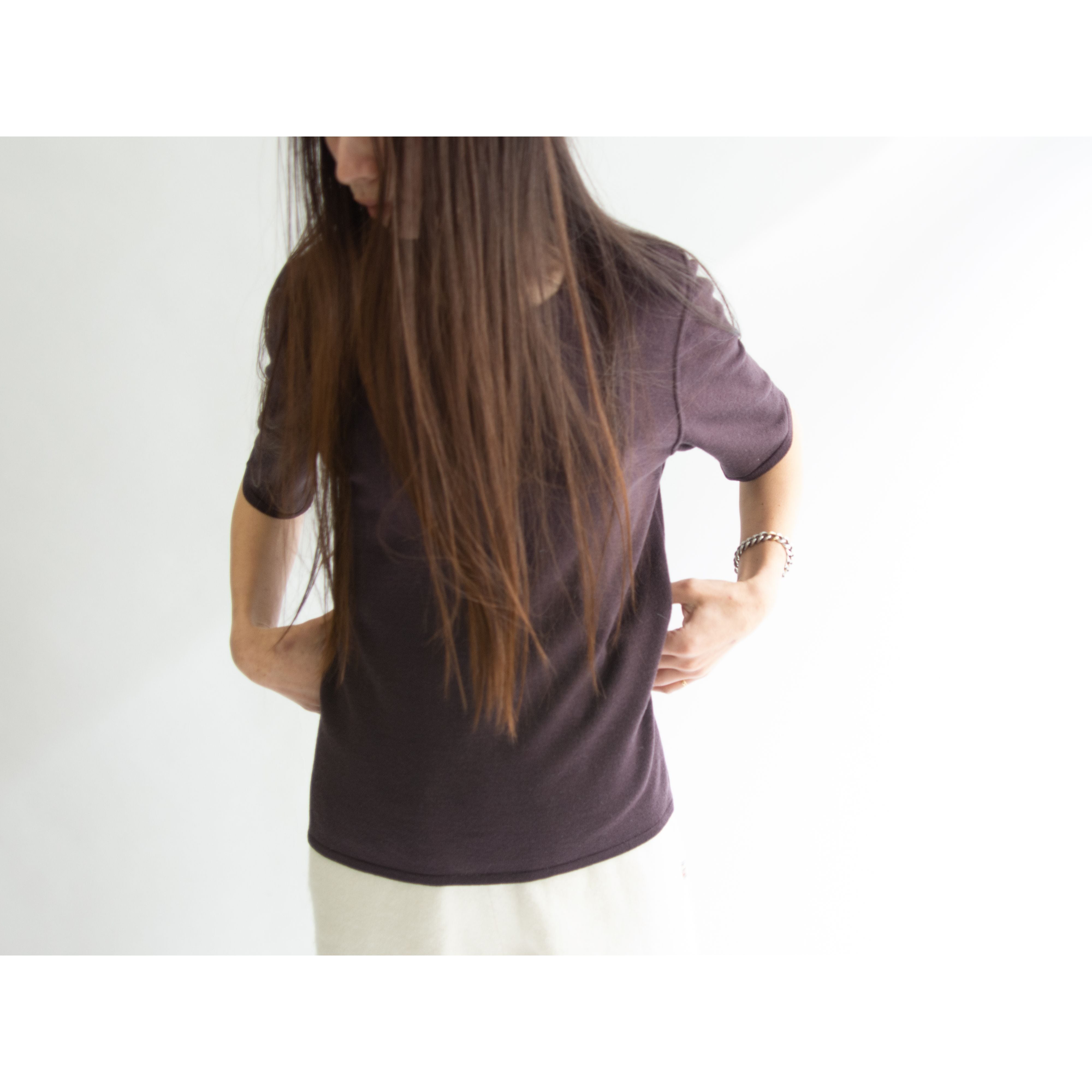 【JAEGER】 Made in Great Britain viscose-wool knit T-shirt（イエーガー 英国製 ヴィスコースウール  ニットTシャツ）11d