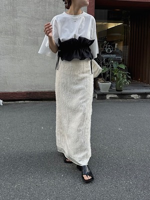 "ivory" fringe jacquard hem satin lightly SK