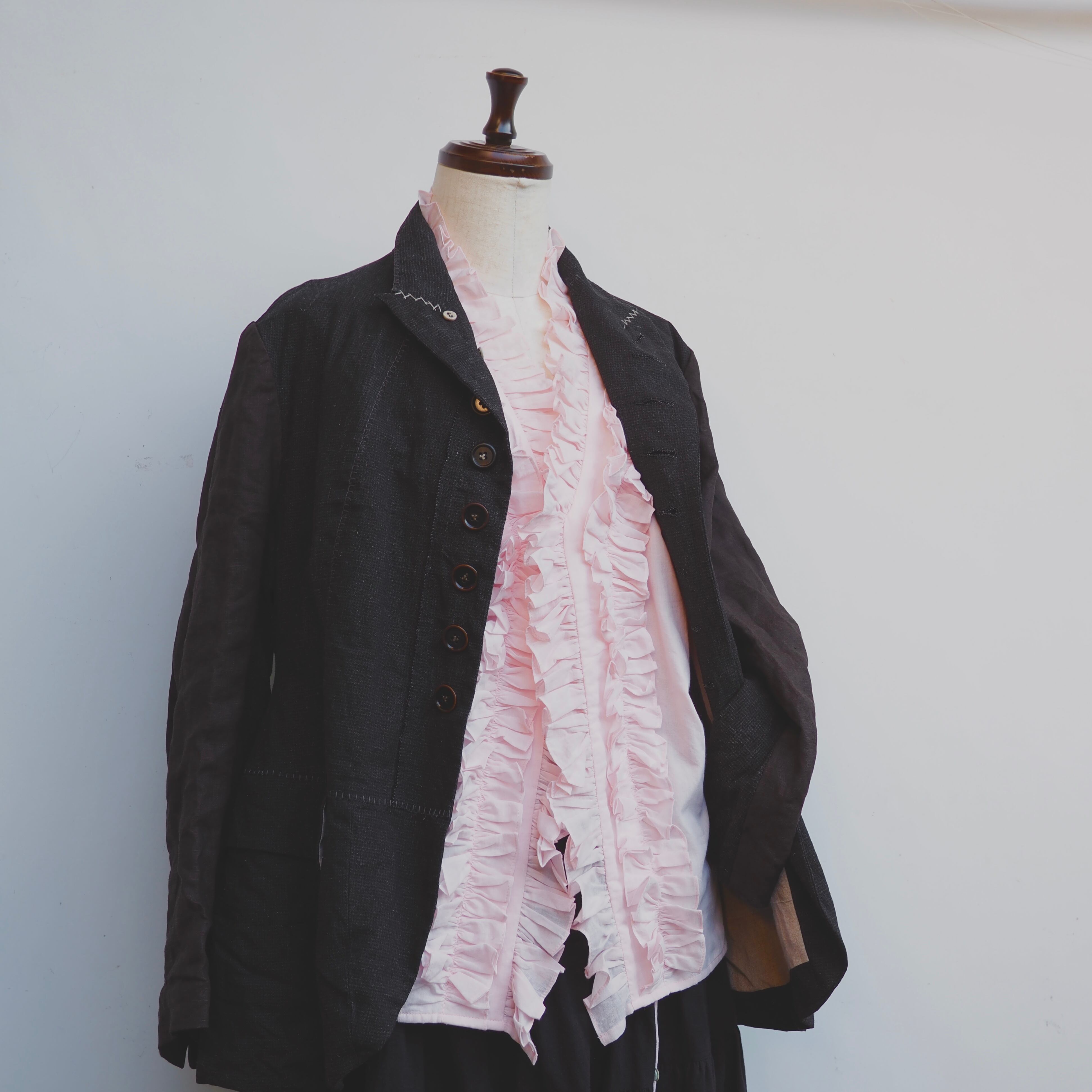BUNON/Double Frill Cape/フリルケープ(black・ecru)