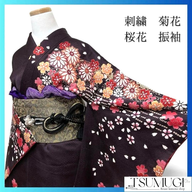 大王松 梅花模様 椿 観世水 袋帯 着物 124a p | つむぎ、つむぐ  