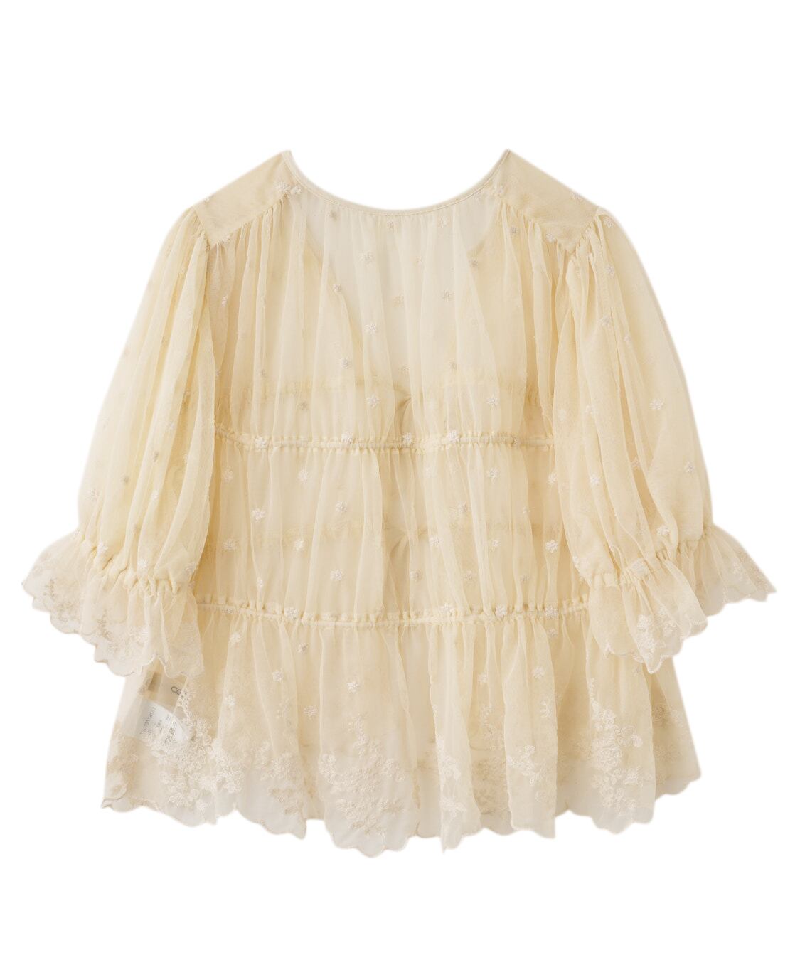 COCODEAL 3Dラッフルチュールペプラムブラウス COCO DEAL/ココディール】チュールエンブロイダリーペプラムブラウス