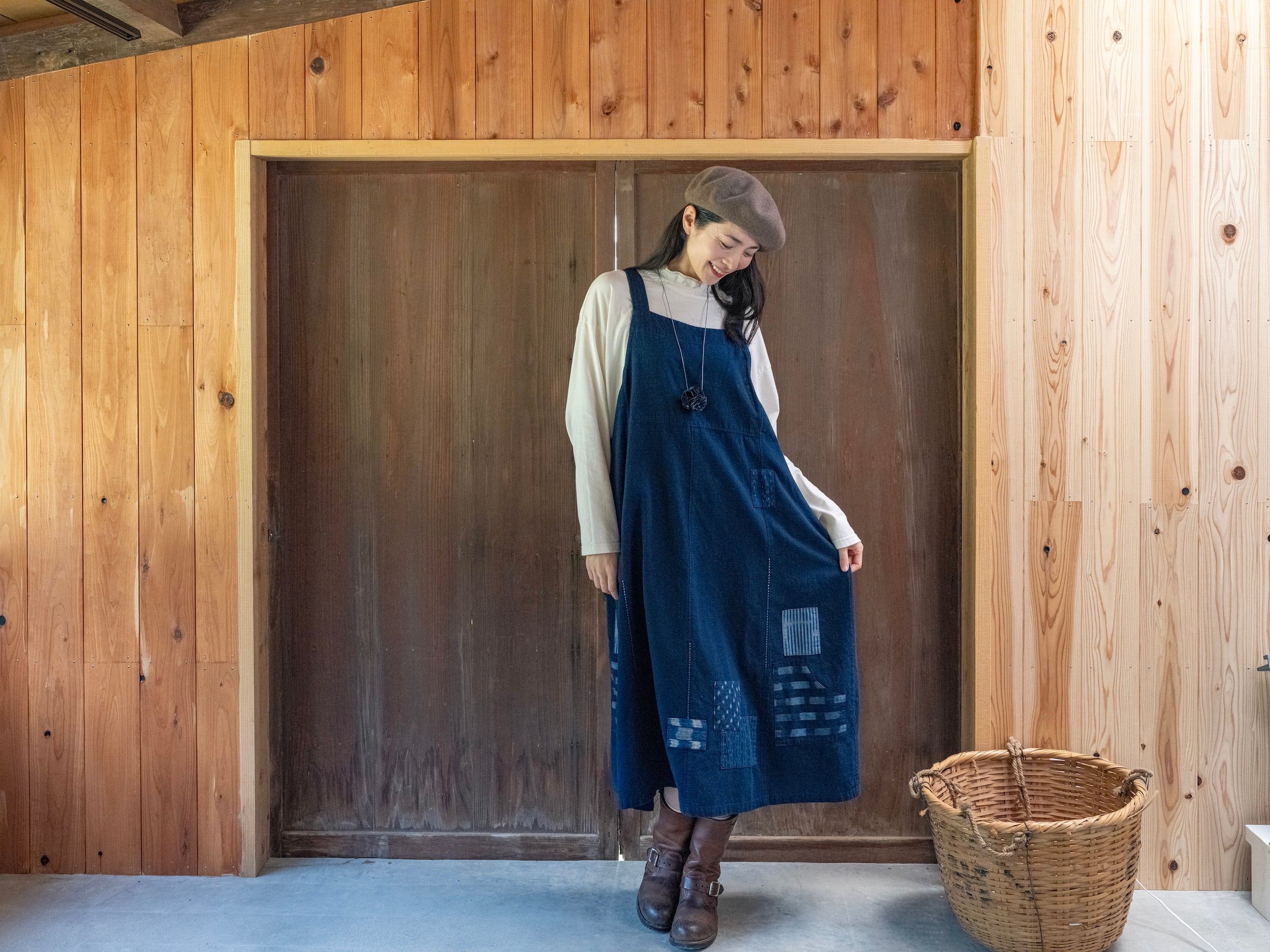 絣と藍染綿 ジャンパースカートNo.3 （楽天市場】【久留米絣ティアード  