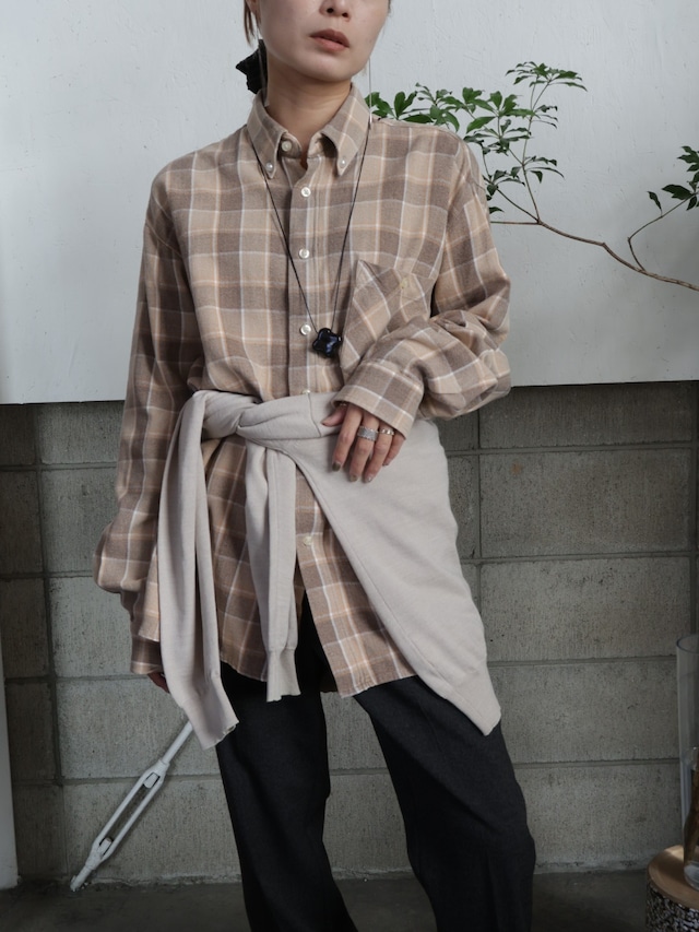 <vintage>cotton beige check shirt