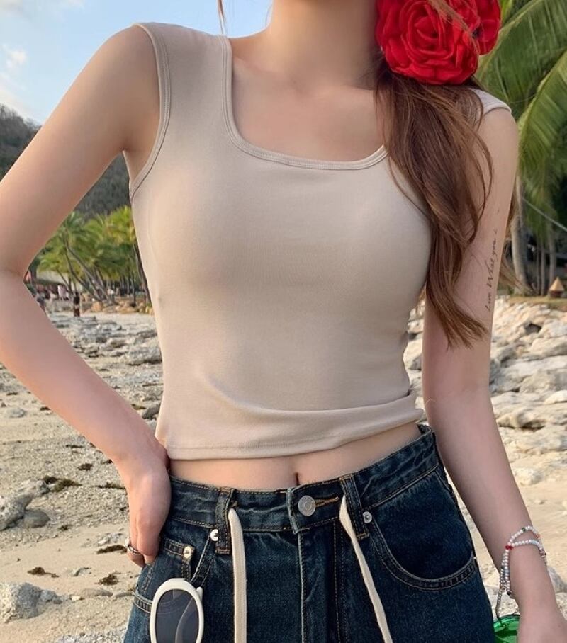 トップス バッククロス タンクトップ レディース ノースリーブ