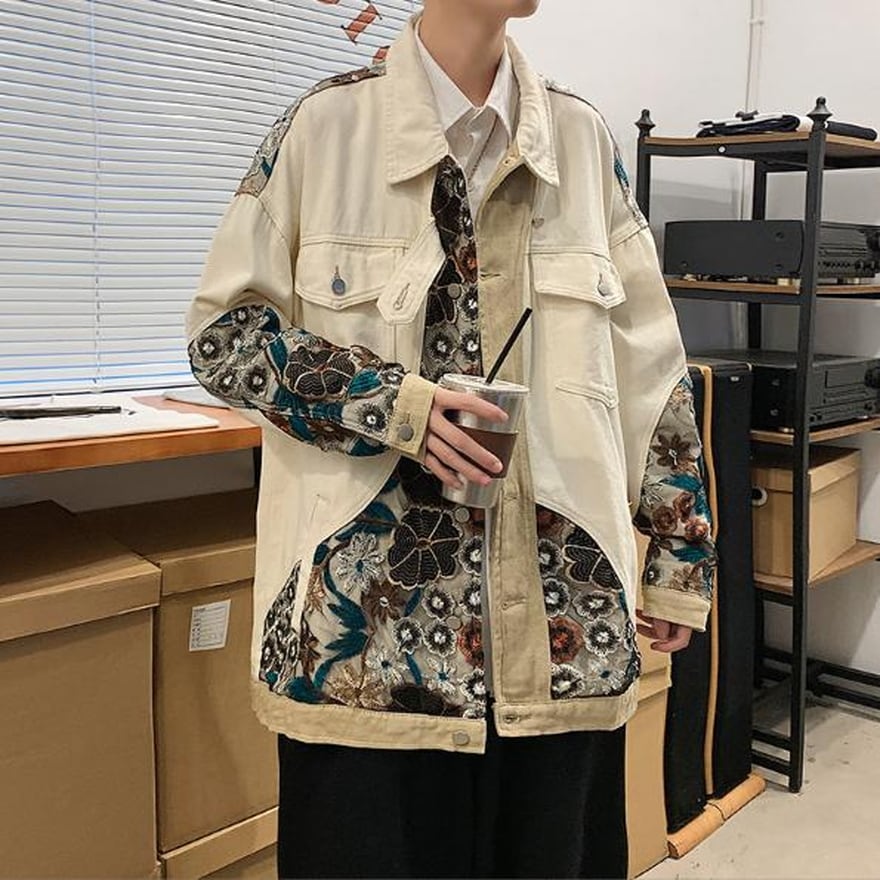 【即納L】チャイナ風 メンズジャケット 刺繍 ストリートファッション