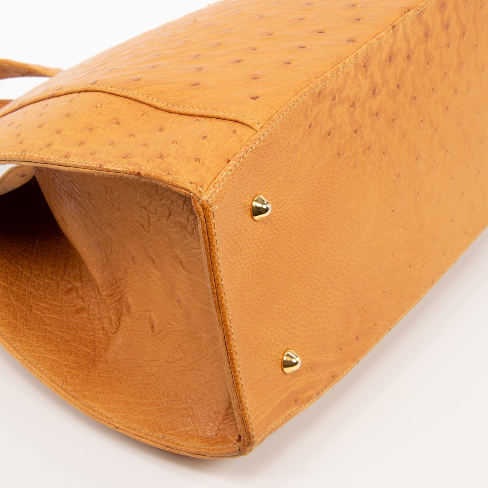 本物 モラビト ハンドバッグ レディース オーストリッチ ステラMM 茶色 自立 本物・送料無料・美品】MORABITO・モラビト・ハンドバッグ