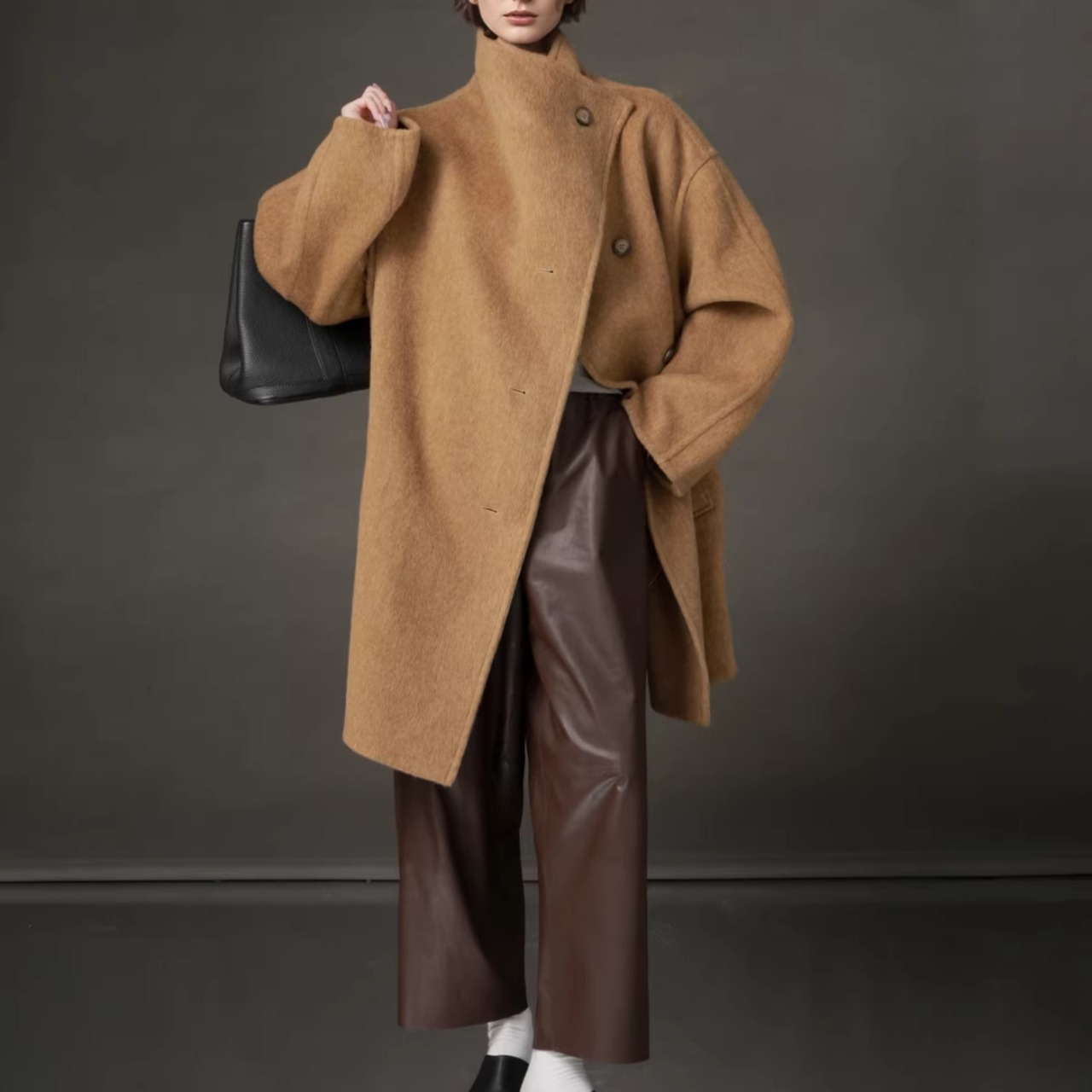 スタンドカラー ミドル丈 ジャケット 00010・画像2