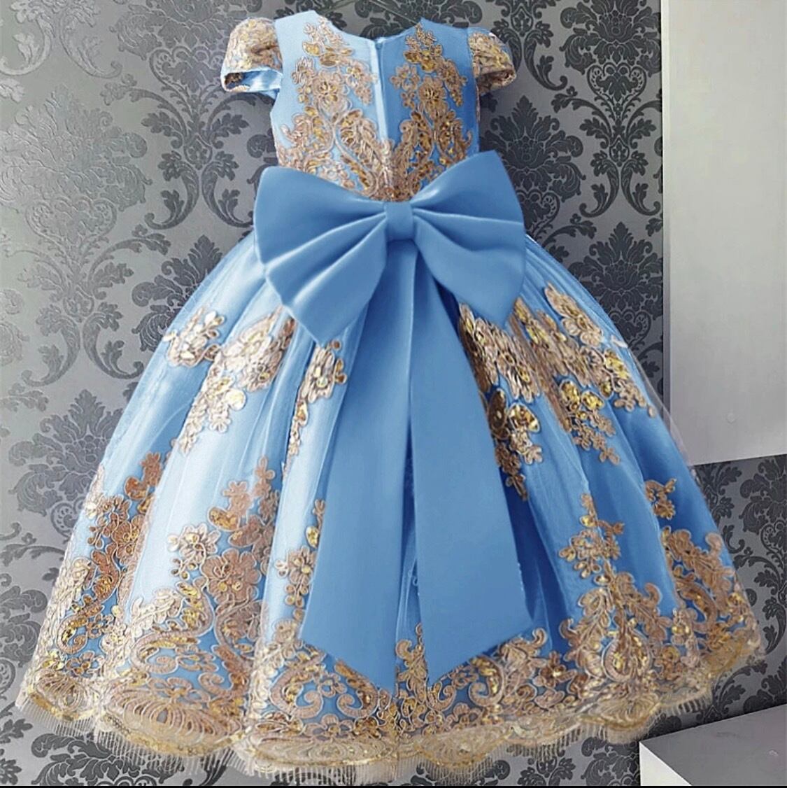 キッズドレス プリンセス ミディアムドレス 発表会 ピンク ブルー 子供