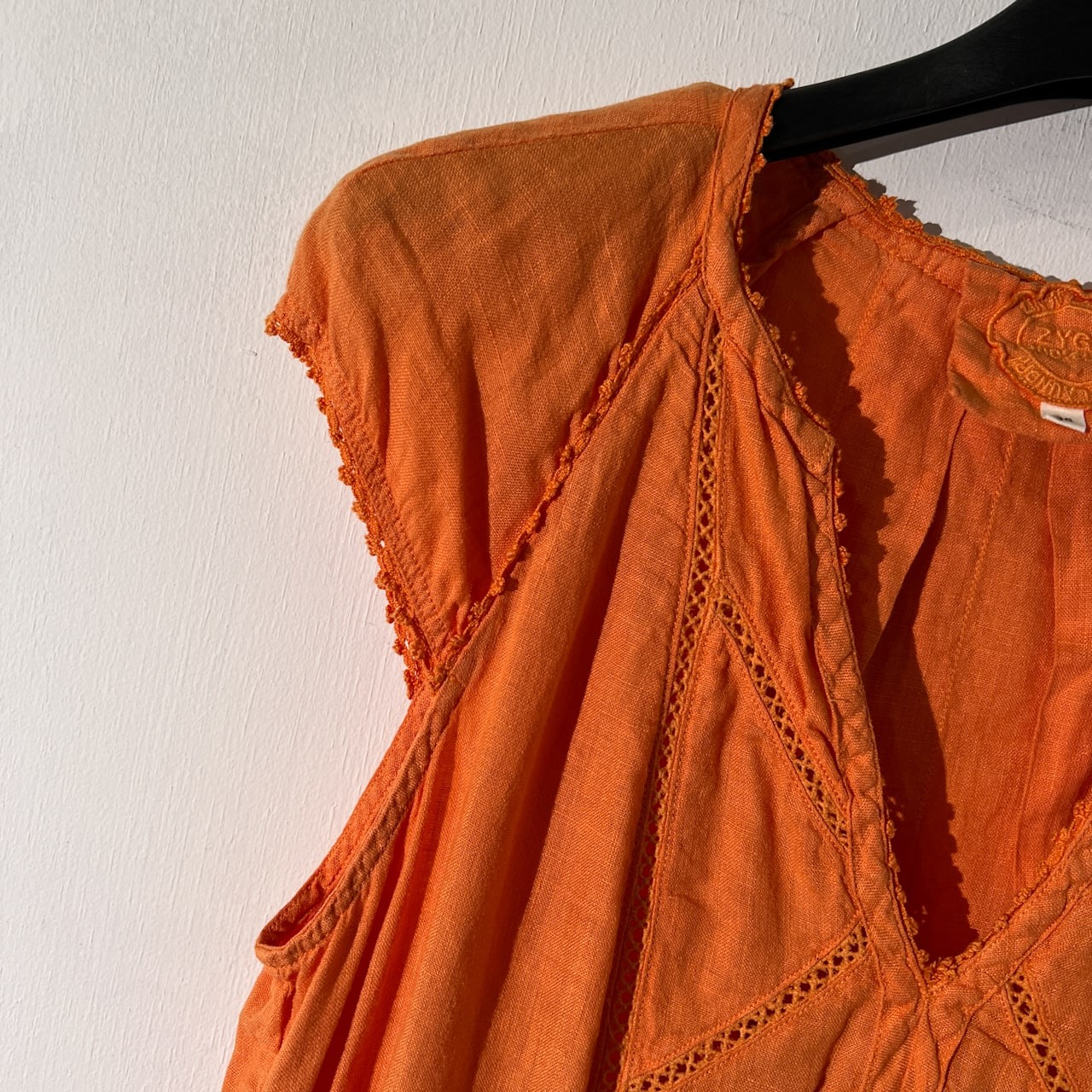 ZYGA Lin’n Laundry リネン100% ズィガ ラン ランドリー チュニック ワンピース サイズ 36/XS /オレンジ/リトアニアリネン