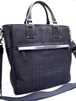 美品◆BURBERRY バーバリー A4対応 ビジネス可 ジャガード レザーxキャンバス 2way トート バッグ  黒◆ ビジネスシーンでも大活躍の定番♪