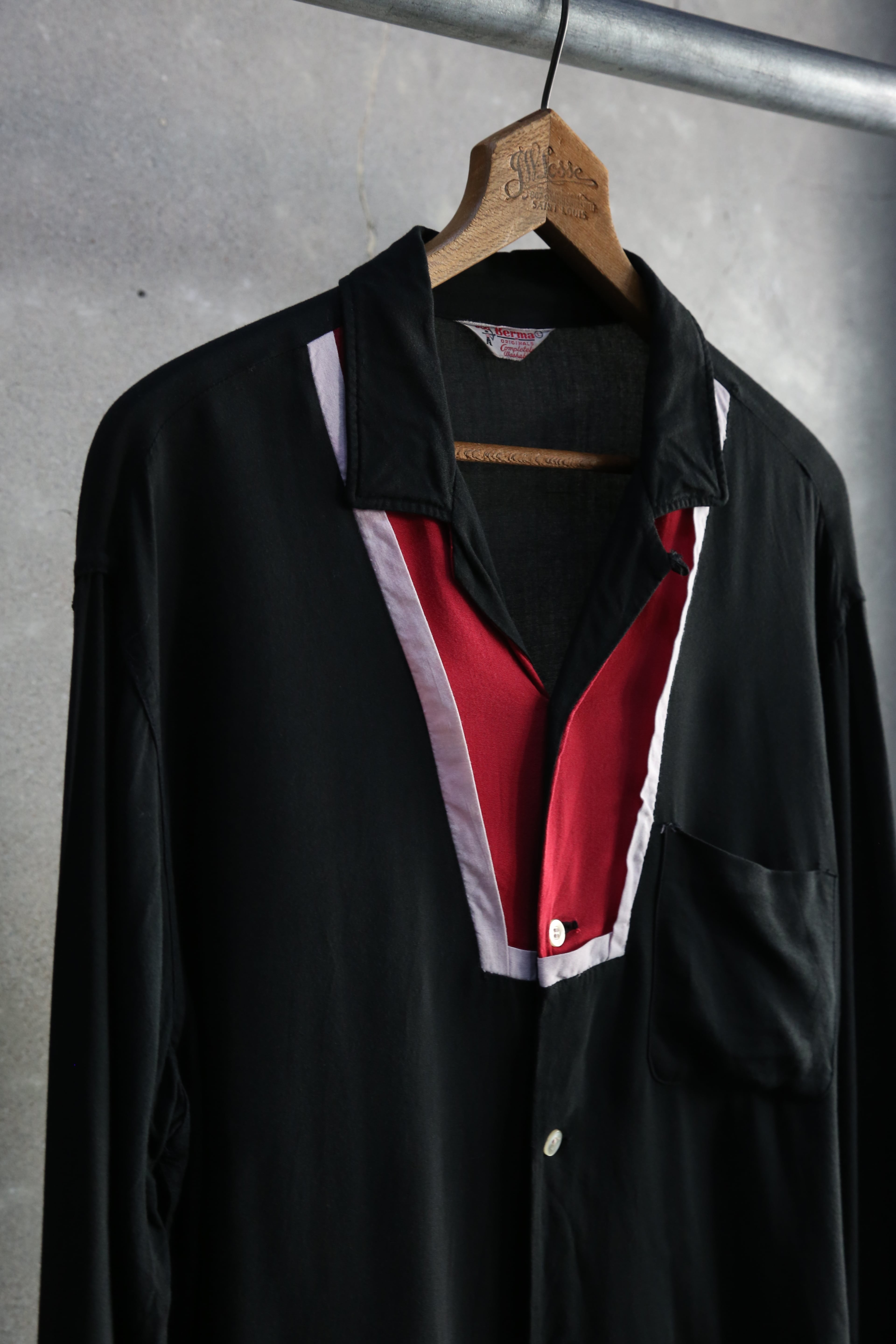 60s【Bud Berma】 L/S Rayon Open Collar Shirt | the Holic vintage