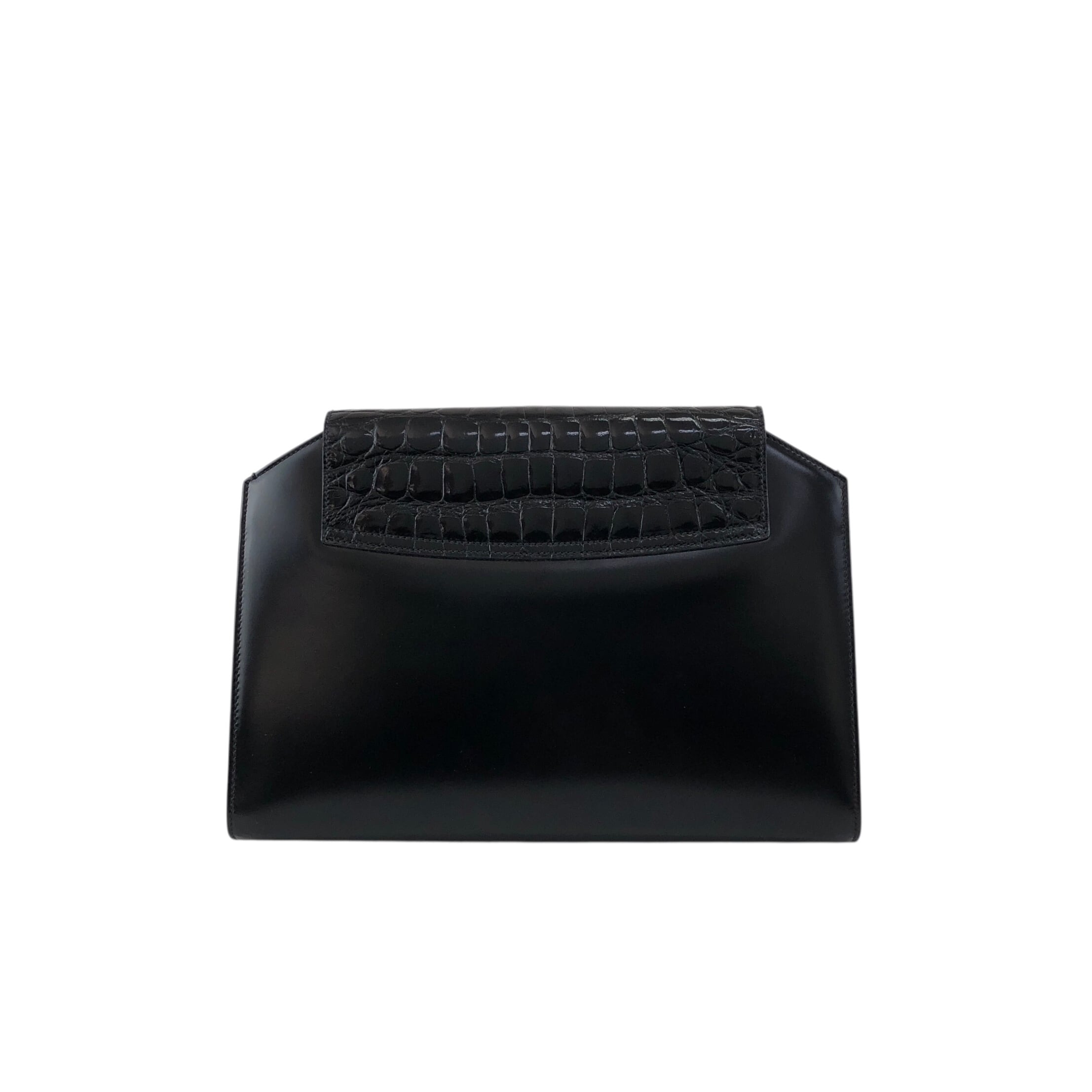 希少美品　GUCCI グッチ　クロコ　型押し　レザー　オールド　ヴィンテージ　黒 GUCCI グッチ クラッチバッグ ブラック ホースビット レザー クロコ型