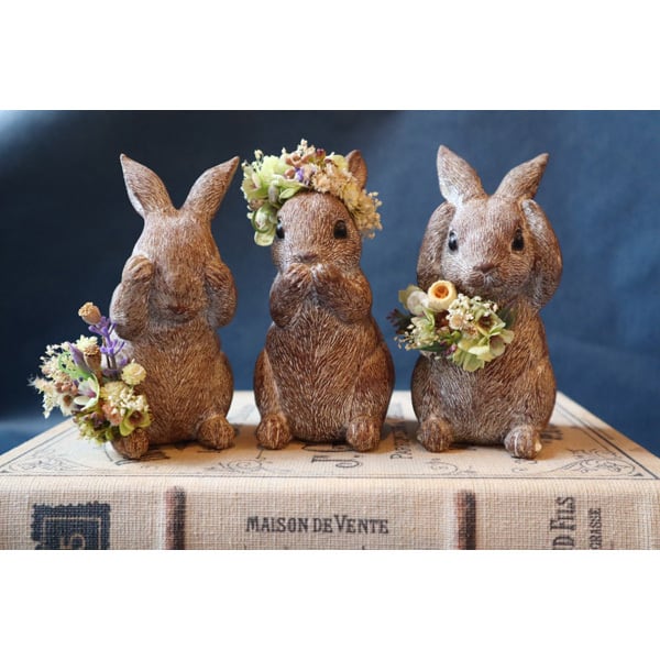 見ざる聞かざる言わざる ウサギver フラワーアレンジメント プリザード