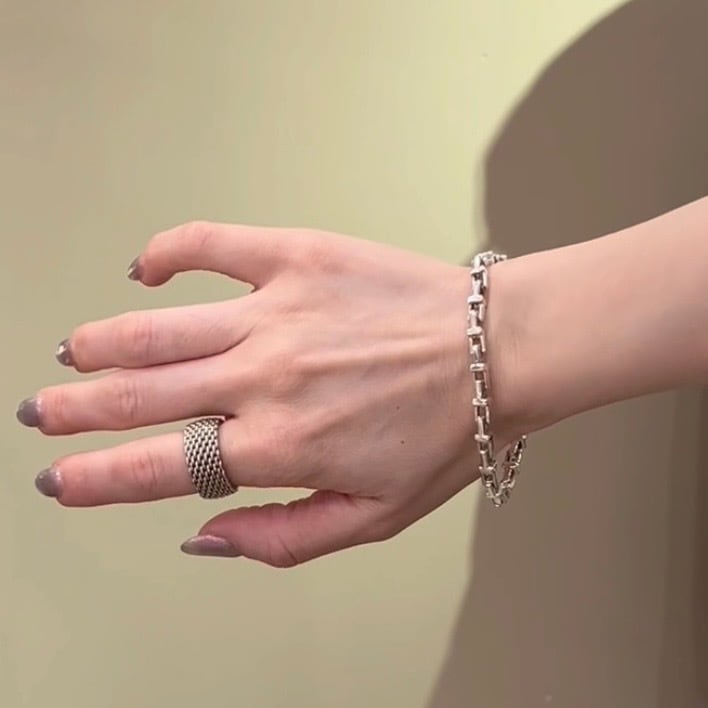 激レア【TIFFANY&CO. 】2492 Tモチーフ リンクシルバーブレスレット
