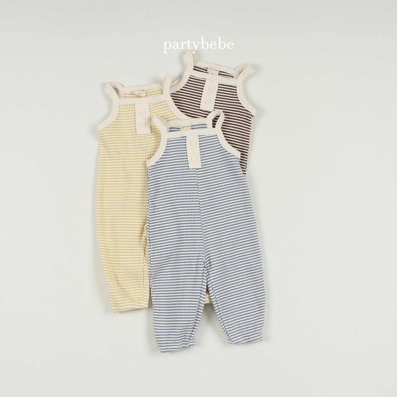 【Party bebe】 ボーダーヘンリーロンパース／ブラウン（80~90cm) - 2