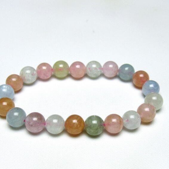 ミックスカラーベリル ブレスレット 9mm 一点物 メール便可 [M便 1/10] 111-48888
