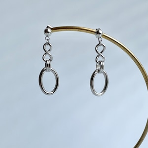 【silver】オーバルデザインピアス/イヤリング