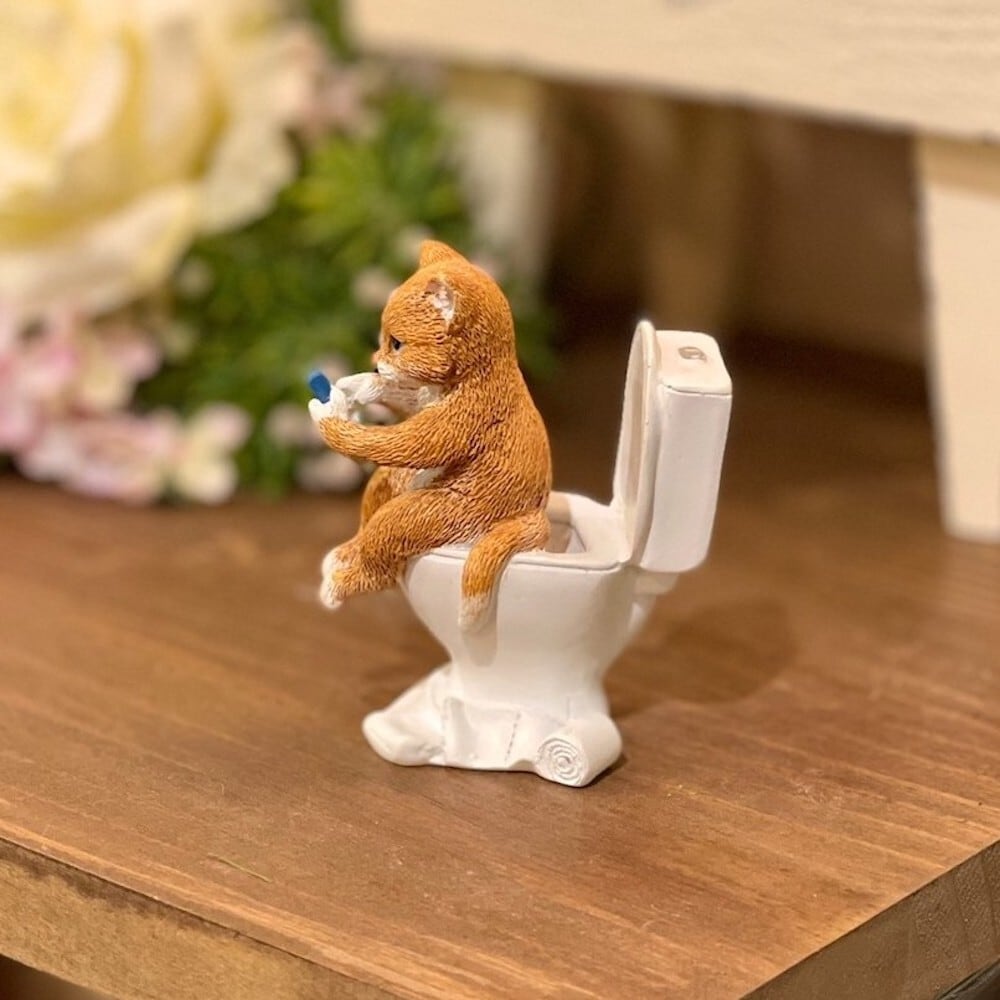猫 ねこ ネコ スマホ トイレ ミニチュアアニマル 小さな動物の世界