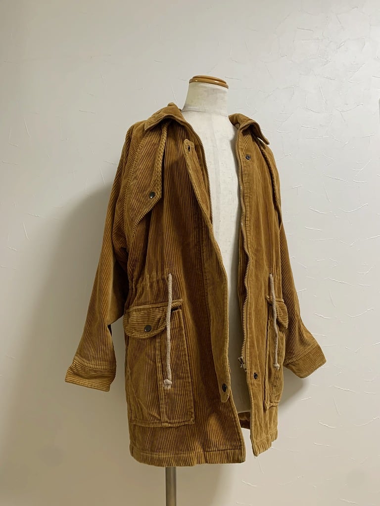 1980~90's Corduroy Stand Collar Zip-Up Coat