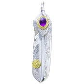 在庫あり　Taro Washimi 鷲見太郎 L arabesque flight feather 02 L flight heart feather 02 amethyst 6×8 K18 cup S K18 flower metal