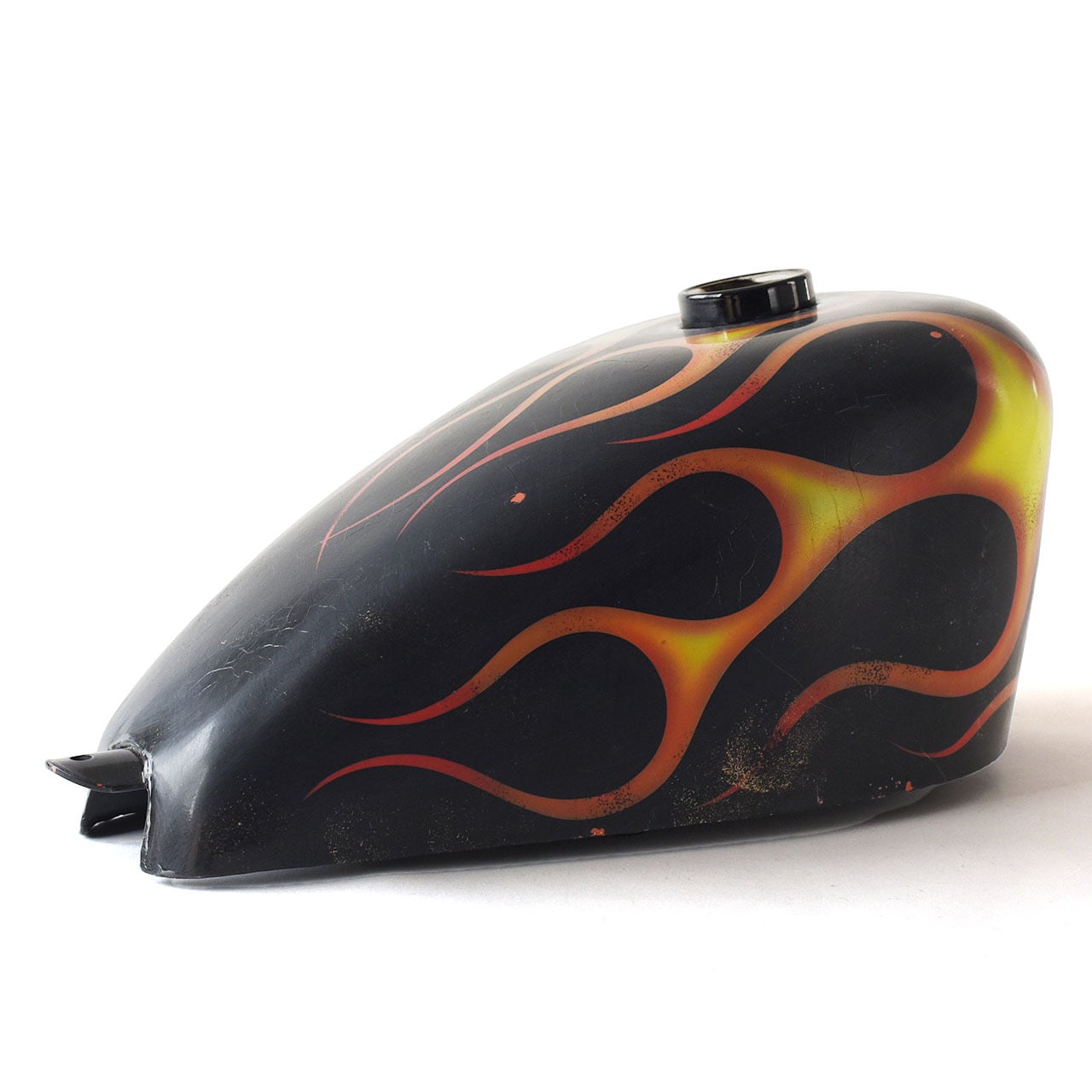 ペイント済みスポーツスタータンク黒ベース黄フレイムス | SHALLOW