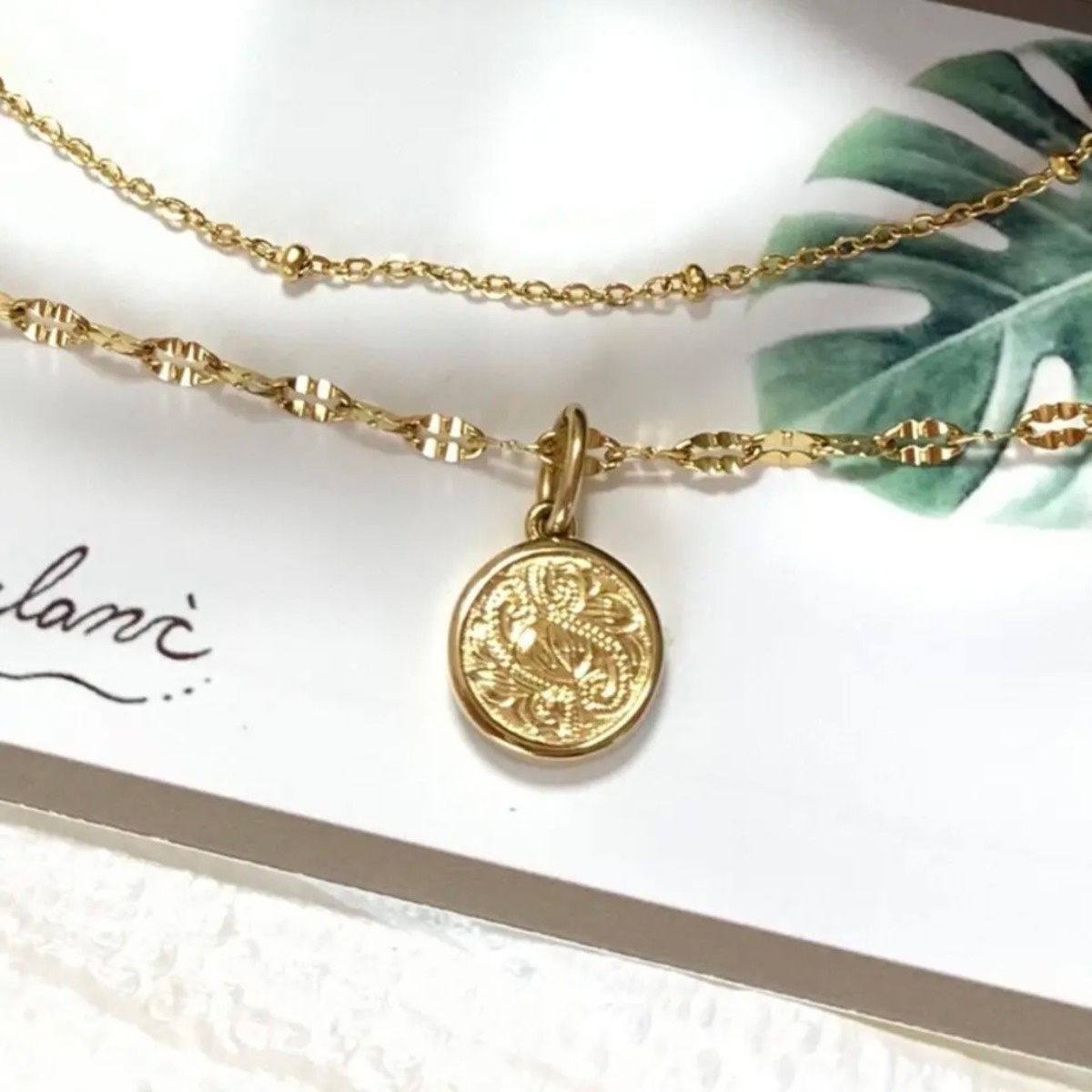 【 ハワイアンジュエリー 】 スモール コイン ネックレス ペンダント トップ ( ゴールド ) サージカルステンレス 316L ニッケルフリー  金属アレルギー対応 / 錆びない つけっぱなしアクセサリー / メダル ハワジュ | hiwalani jewelry powered by BASE