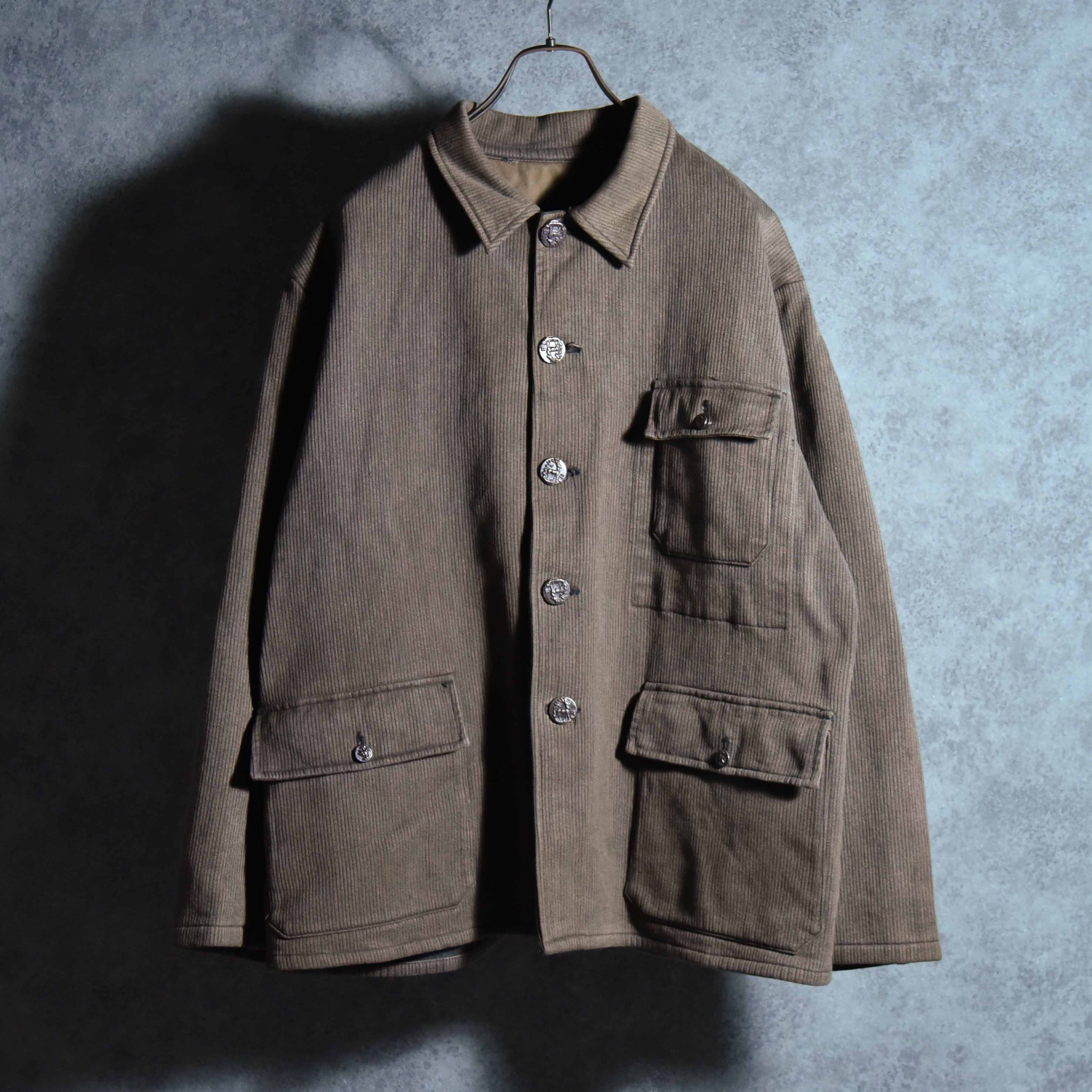 50s Le Mont Saint Michel French Vintage Hunting Pique Jacket With