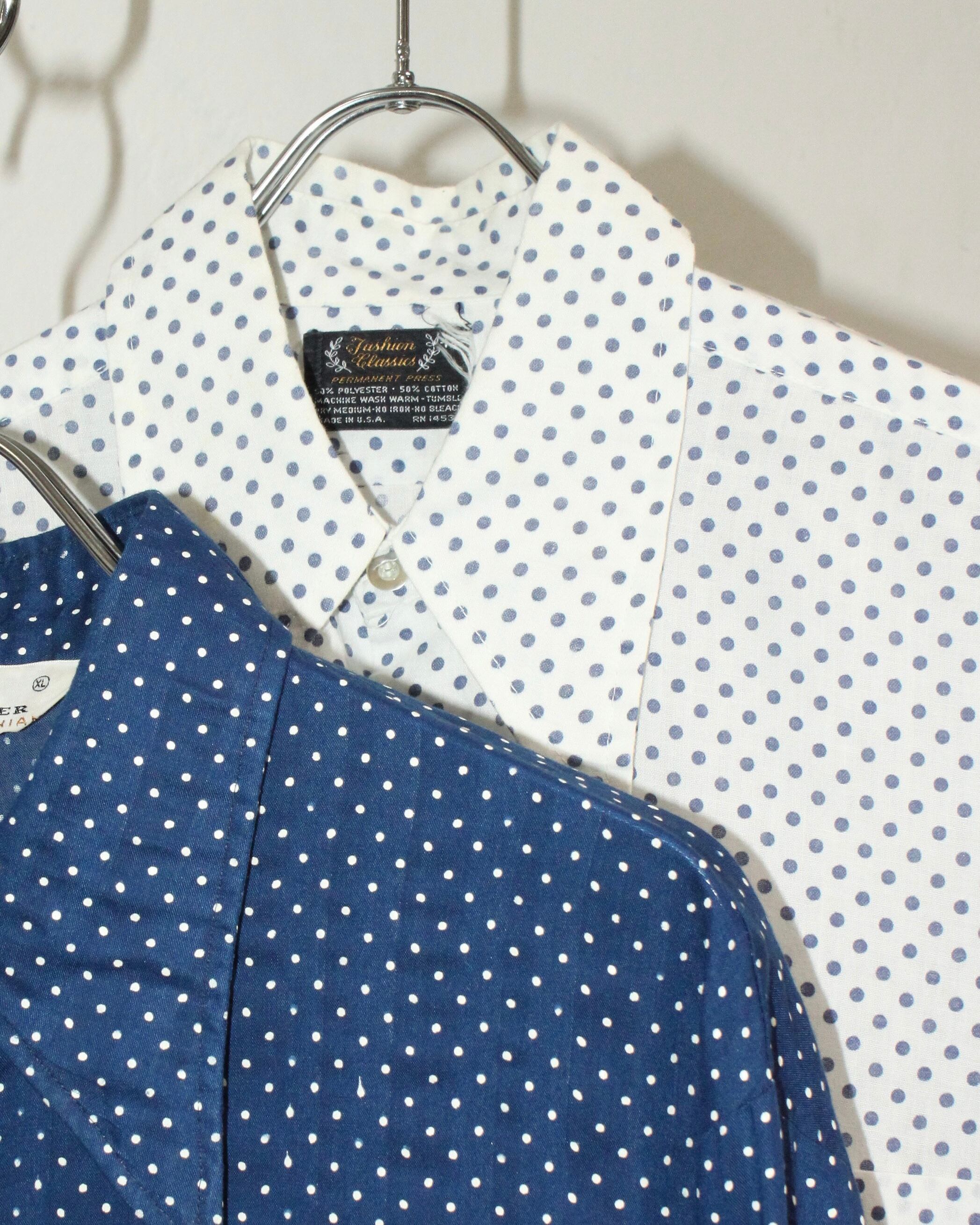 70s Fashion Classic Dot Pattern L/S Dress Shirt USA製