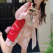 Pink Printed Fashion Three-piece Set 5096