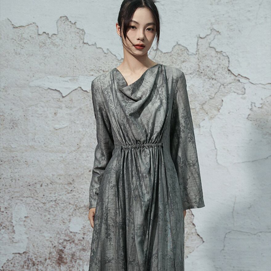 チャイナ風 ワンピ ロング丈 こなれ感 大青龍肆 アラサー 30代コーデ