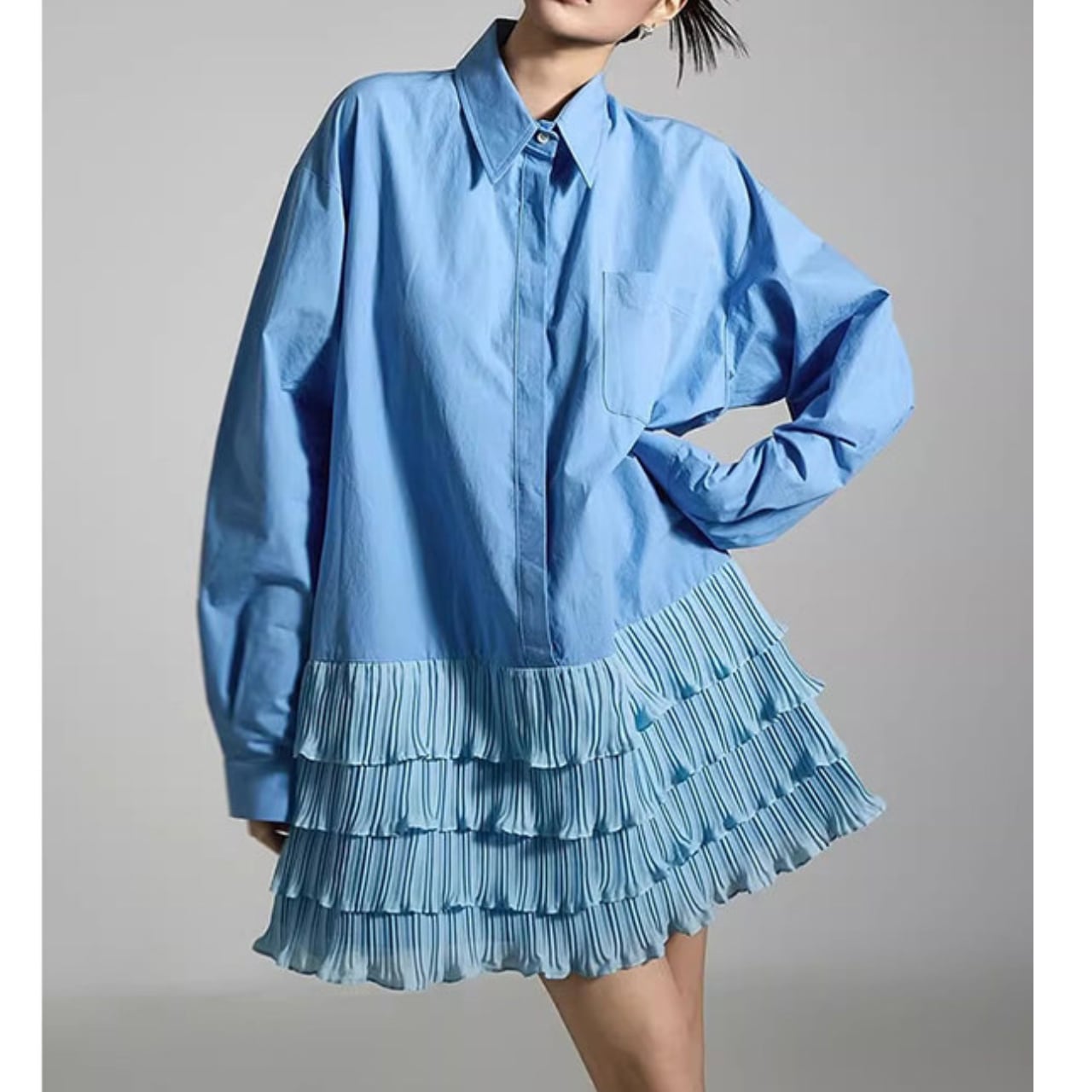 Tiered design short dress in 3 colors S1813