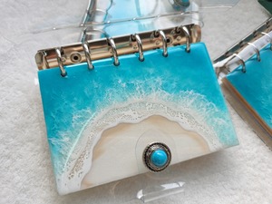 501.オーシャンレジンアート 手帳型ノート A7サイズ