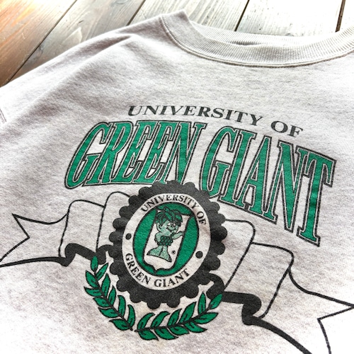 90's GREEN GIANT INK Print Promotion Sweat Shirt 〝UNIVERSITY OF GREEN GIANT 〟 / Size About XX-LARGE