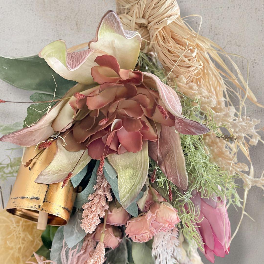 光触媒フラワー ドライスタイル カウベル スワッグ クリスマスリース 造花 花 光触媒フラワー ドライスタイル カウベル スワッグ クリスマスリース