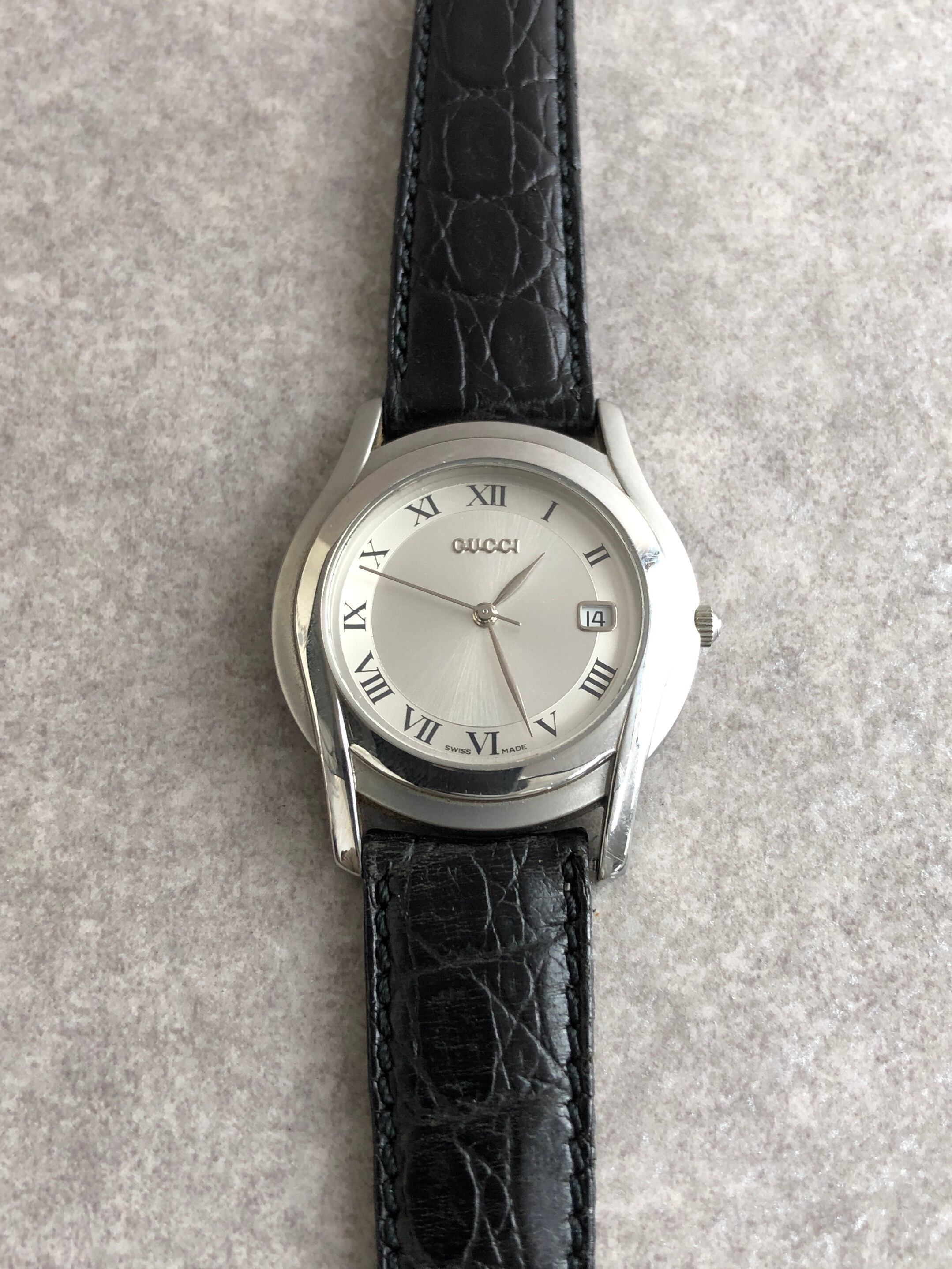249 GUCCI メンズ 時計 5500M デイト シルバー ブラック グッチ 【公式 
